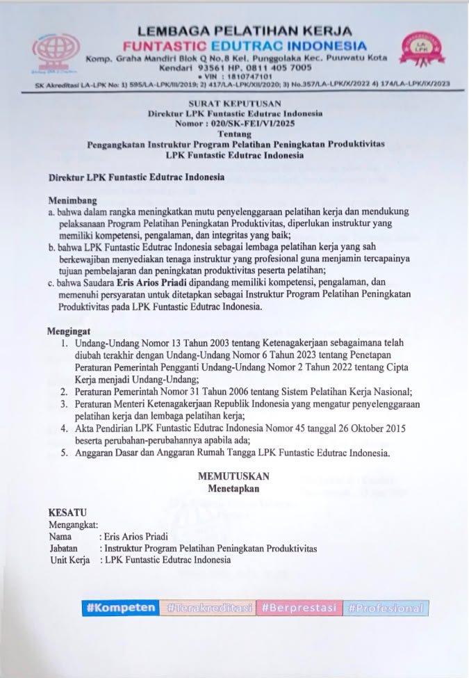 Instructor Produktivitas LPK