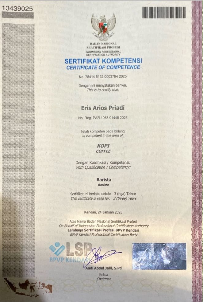 Sertifikasi Barista Cafe
